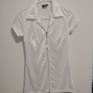 Small - White Zipper Night Out Top